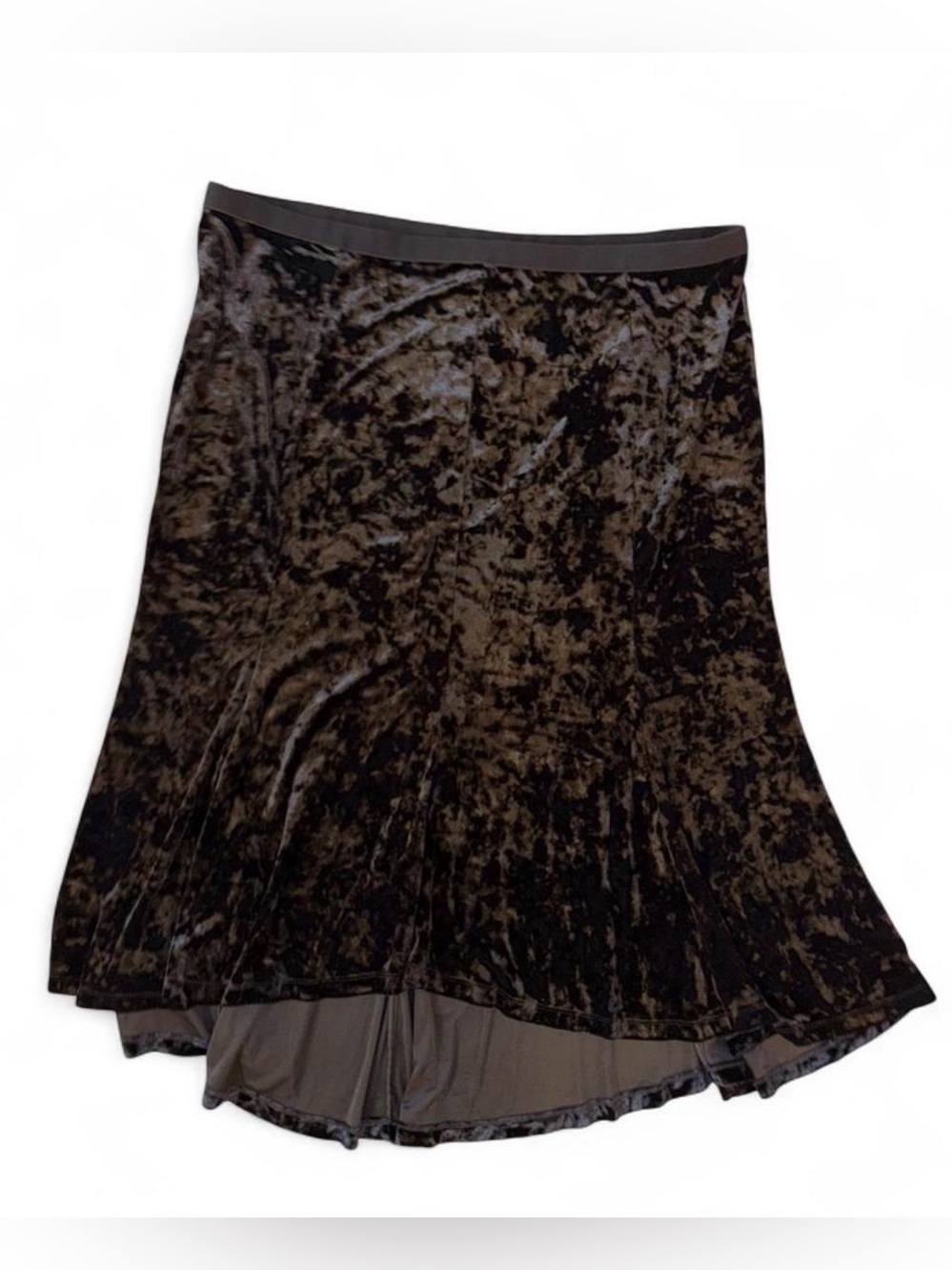 Isaac Mizrahi Crushed Velvet A-Line Skirt - Black/Brown